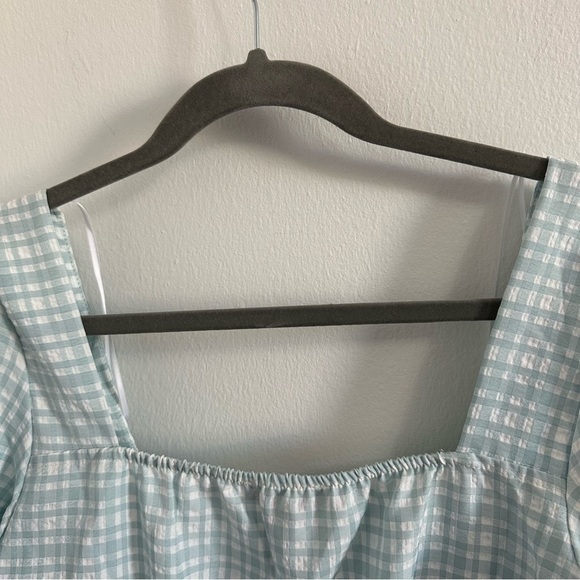 (NWT)  New Look button up tea cute blouse in mint plaid - Picture 10 of 10